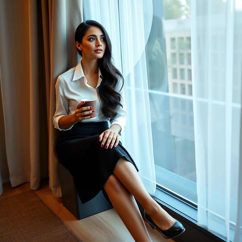Elegant Bolivian Woman in Chic Office Setting