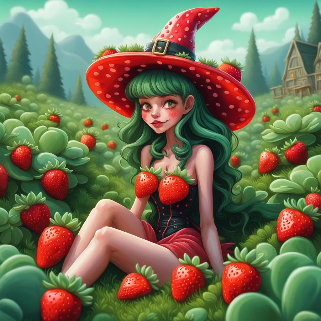 Strawberry Witch in Candy Art Style
