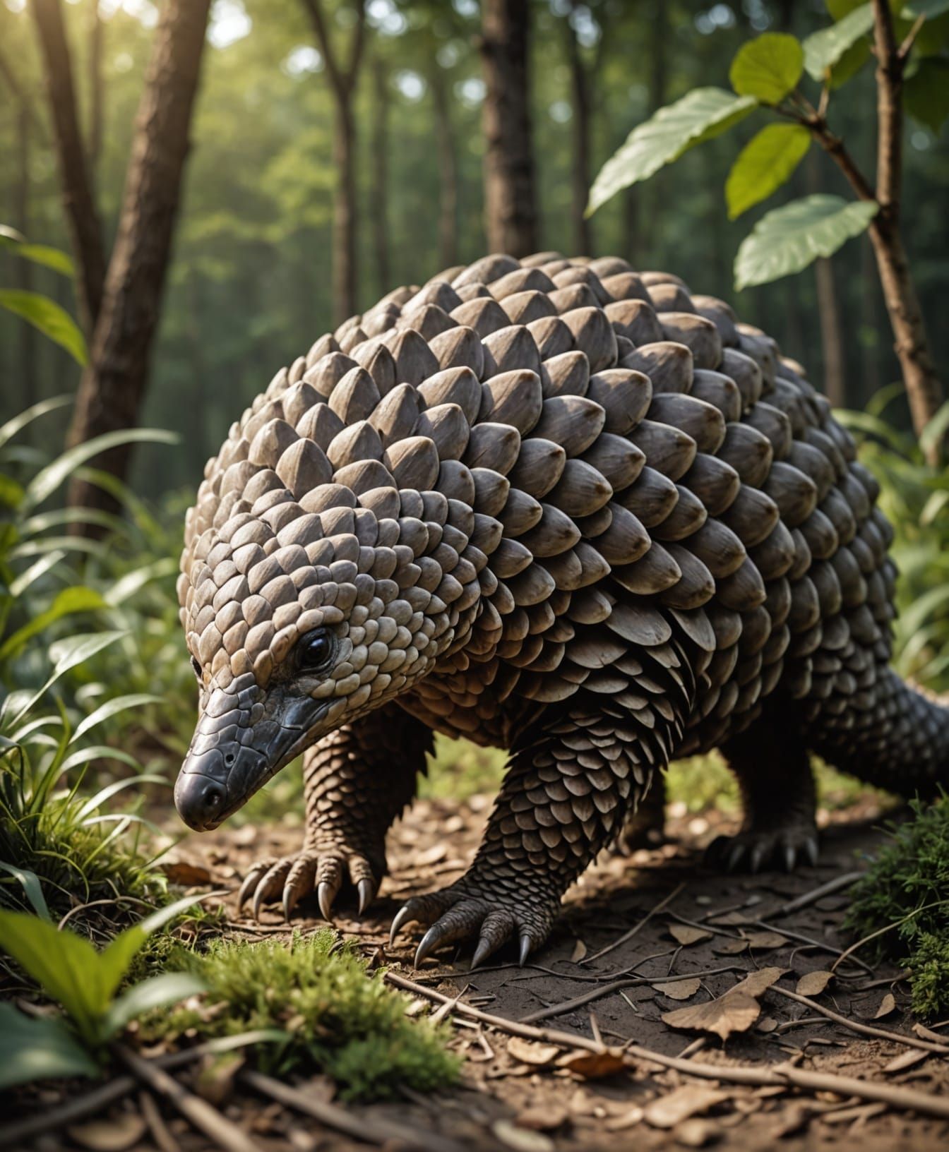Wild Pangolin in Photorealistic Nature Setting