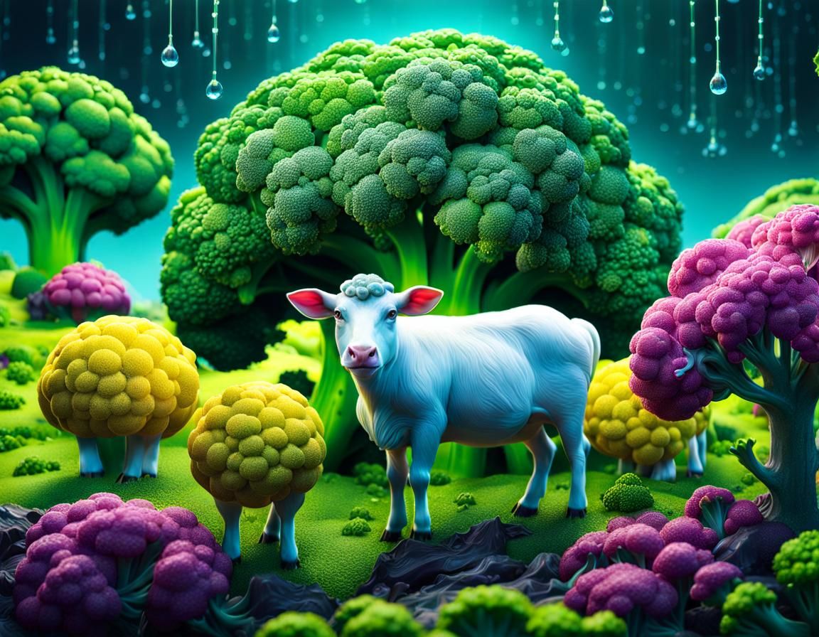 Broccoli Farm: A Psychedelic Double Exposure Landscape
