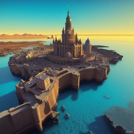 Surrealist Country with Melting Clocks in Golden Hour