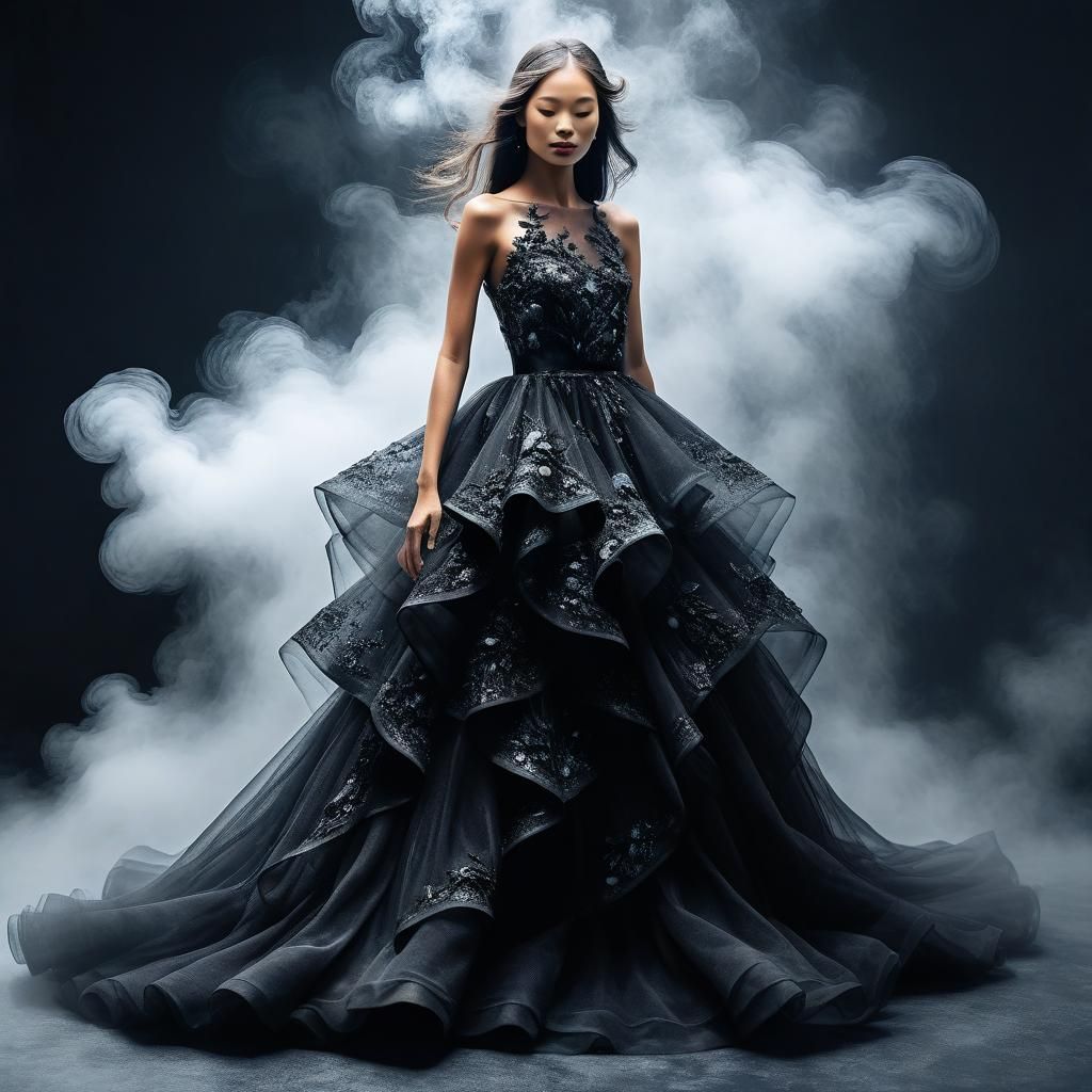 Woman in Gown of Black Mist