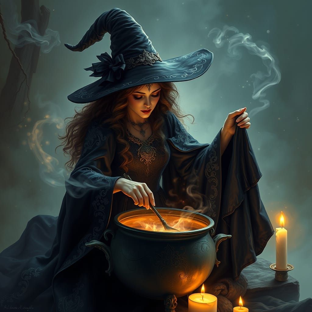 Enchanted Witch in Dreamlike Atelier