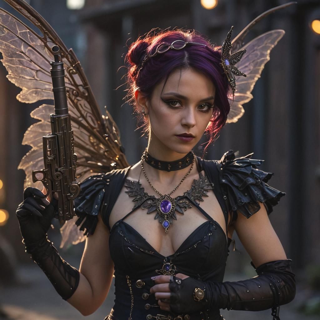 Gothic Steampunk Fairy Gangster Portrait