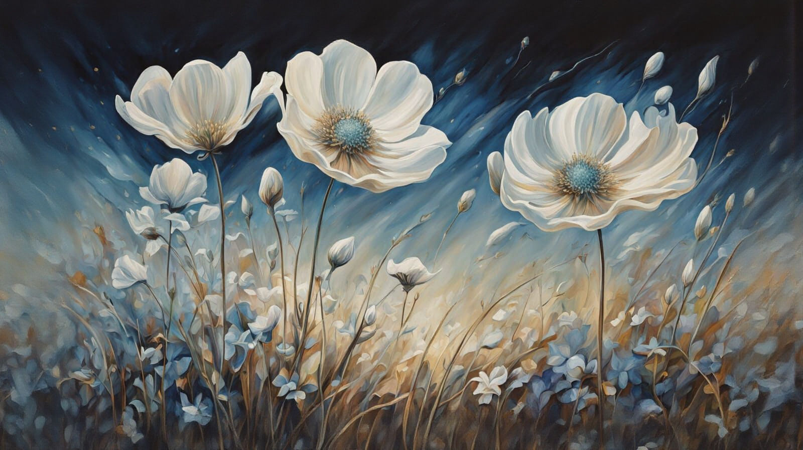 Ethereal Floral Panorama in Moonbeam Style