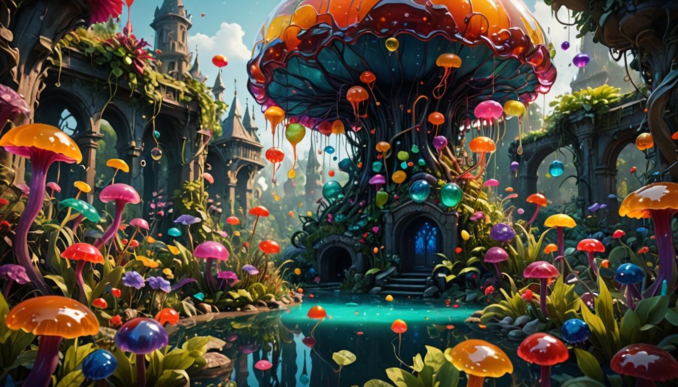 Colorful Jelly Garden: Fantasy Concept Art