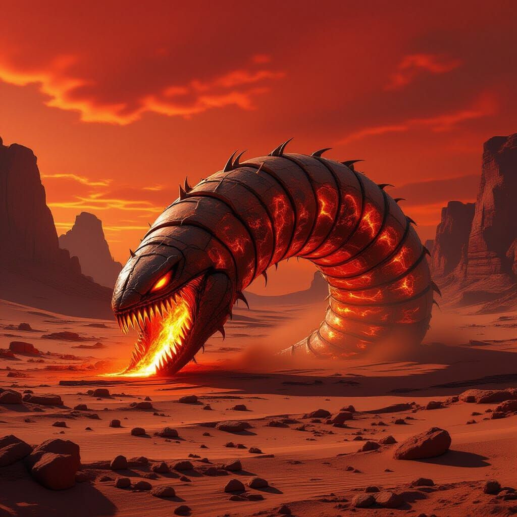 Ancient Sand Hell Worm Emerges in Desolate Desert