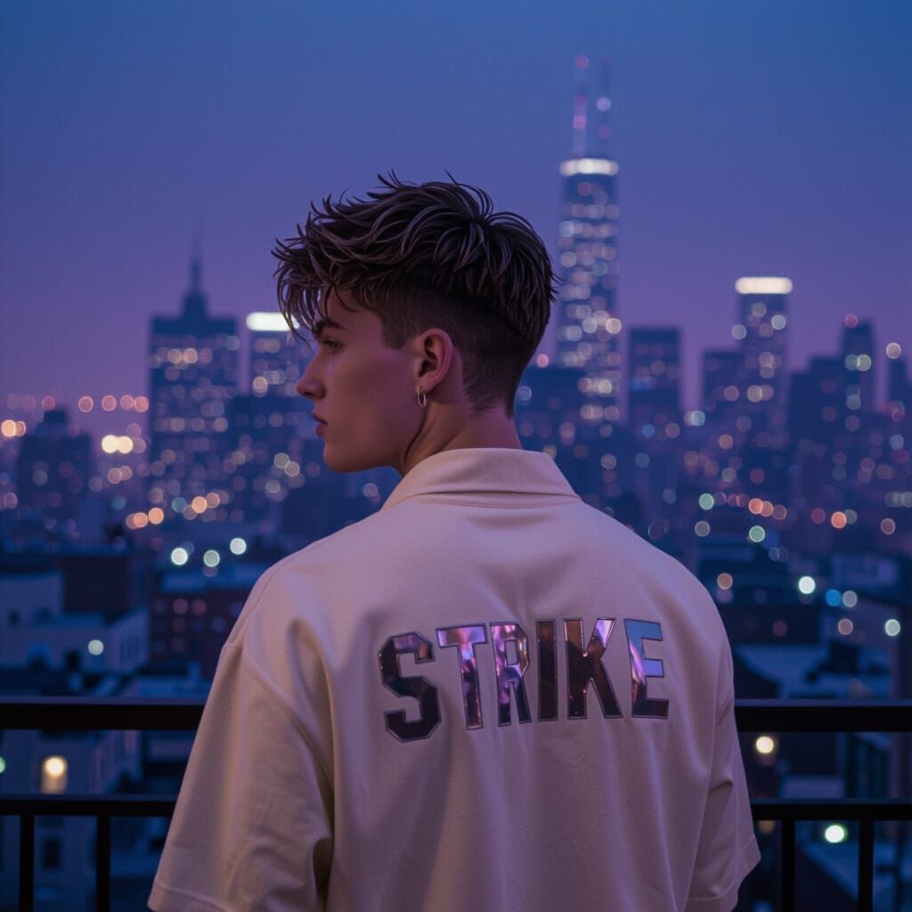 Cinematic Portrait of Confident Man on Urban Balcony