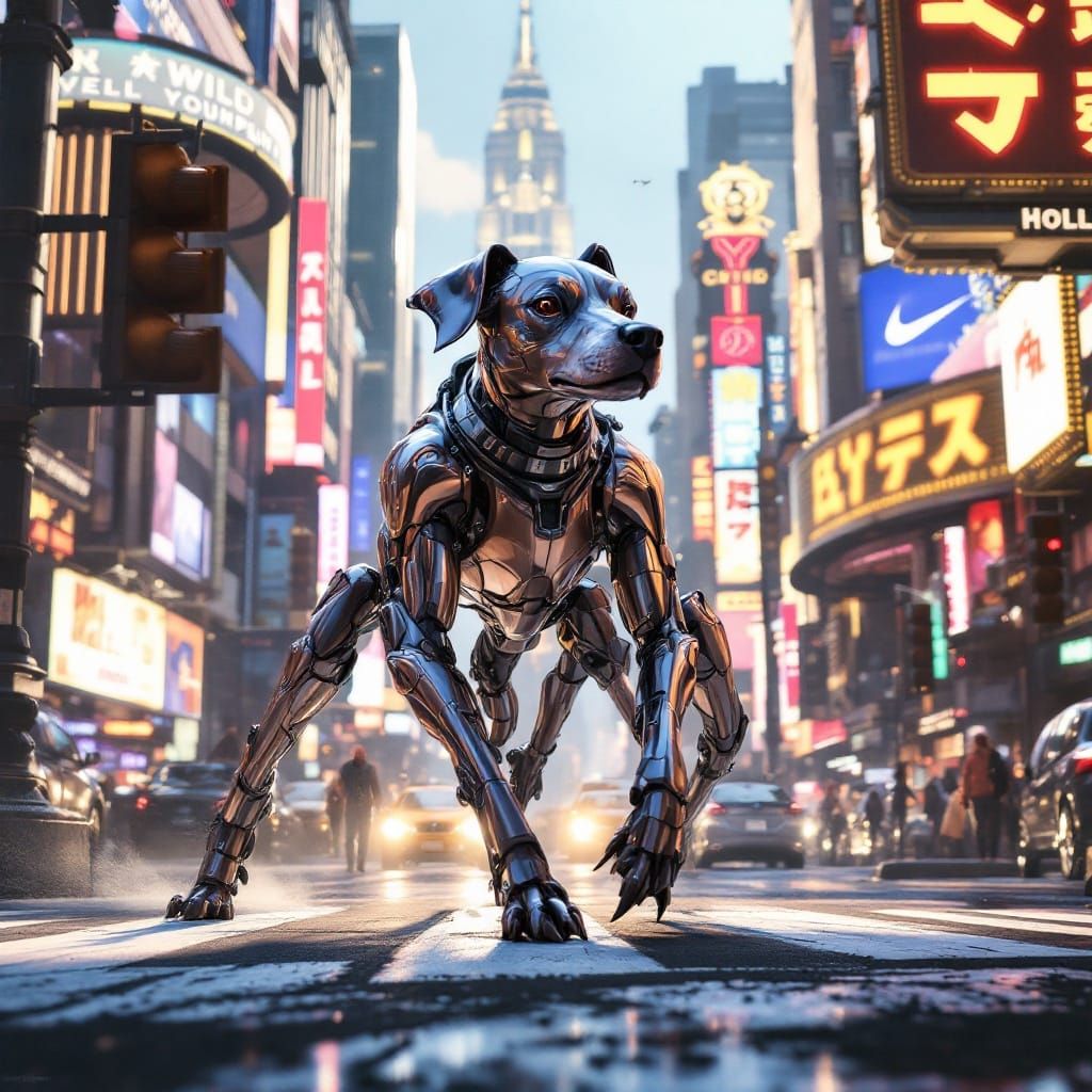 Six-Legged Dog Walks Futuristic NYC Street