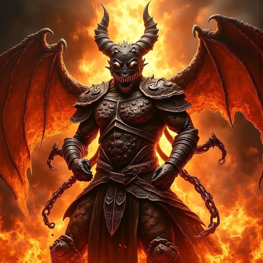 Scorpion in Obsidian Armor with Golden Flames