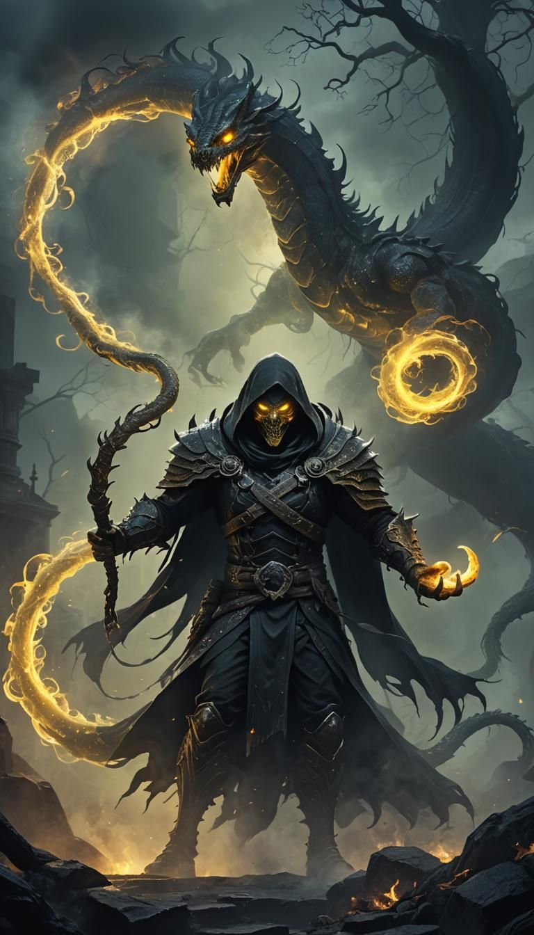 Serpentine Phantom: Dark Fantasy Hybrid Concept Art