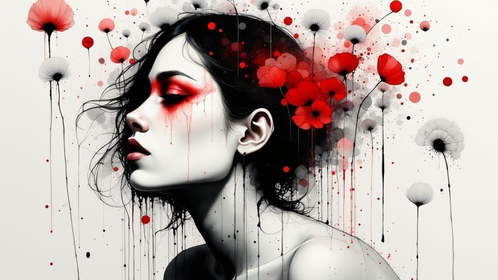Twisted sister, a defined surreal wet on wet oil on water dr...