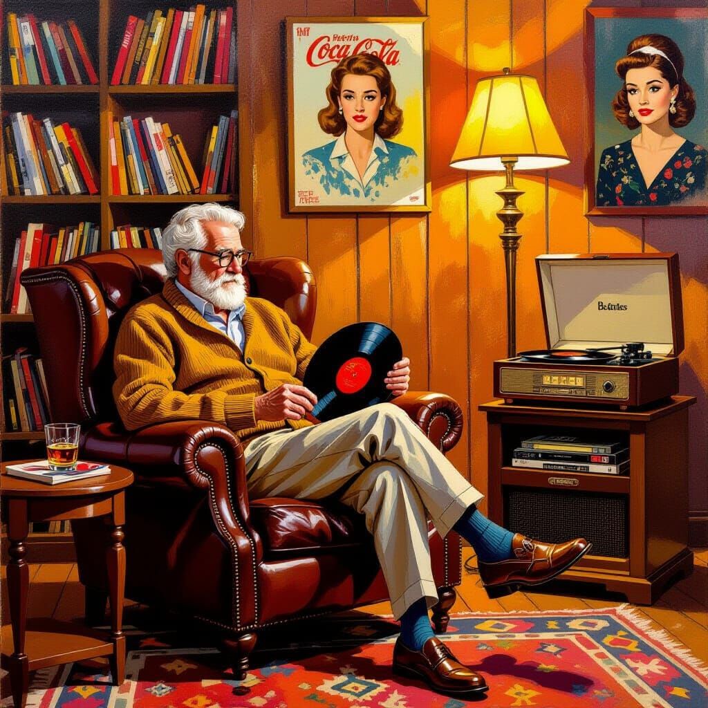 Relaxing Retirement: Neo-Impressionist Senior Executive at H...