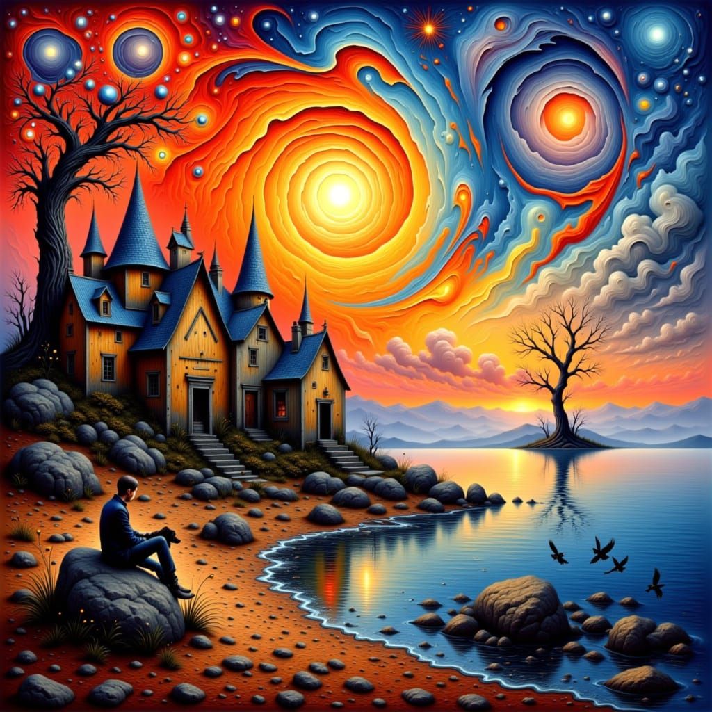 <lora:Surreal abstract art:1.0> <lora:Land and water:1.0> <lora:Surreal:1.0> <lora:Mixing art up:1.0> Abstract art. Red ...