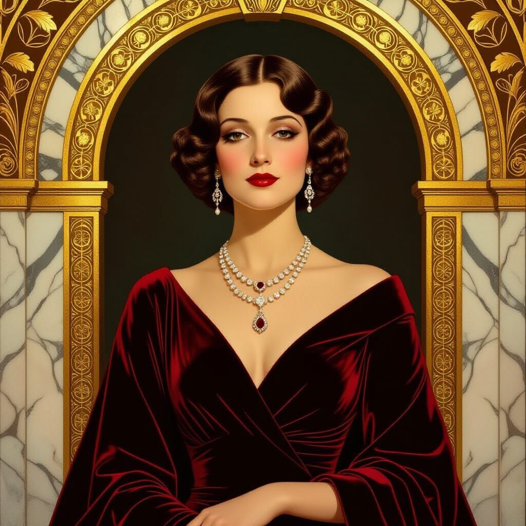 Art Deco Empress in Velvet and Gold