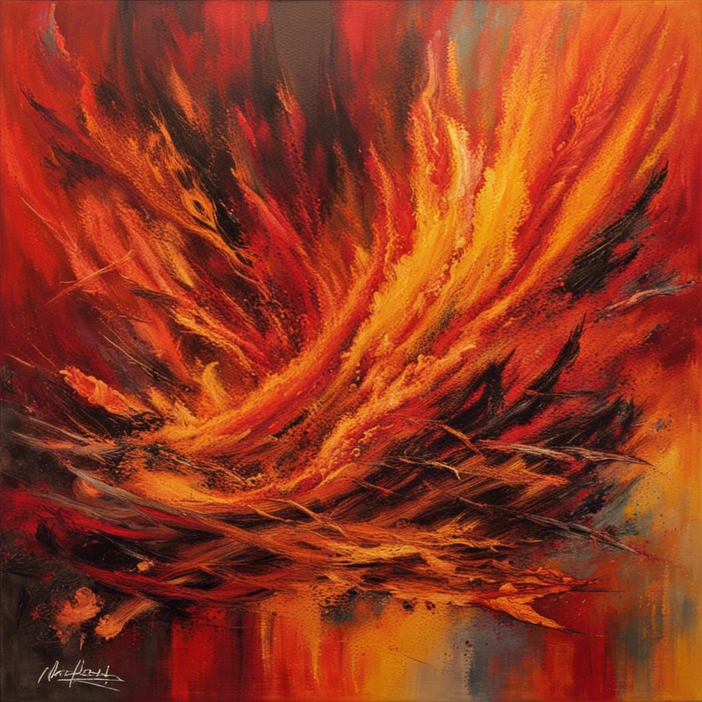 Dynamic Abstract Fire Art with Intense Colors