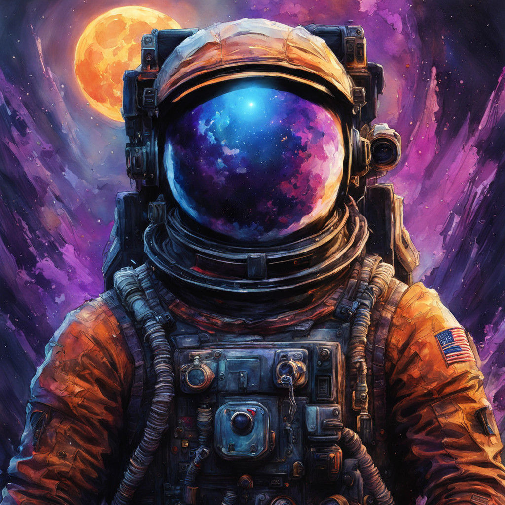 Otherworldly Astronaut in Vibrant Cosmic Landscape