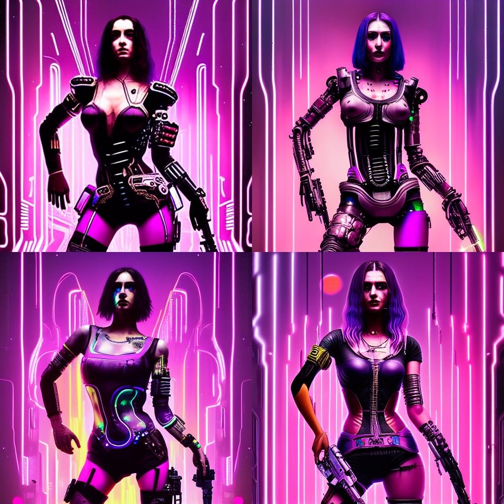 Cyberpunk Warrior Woman with Laser Gun