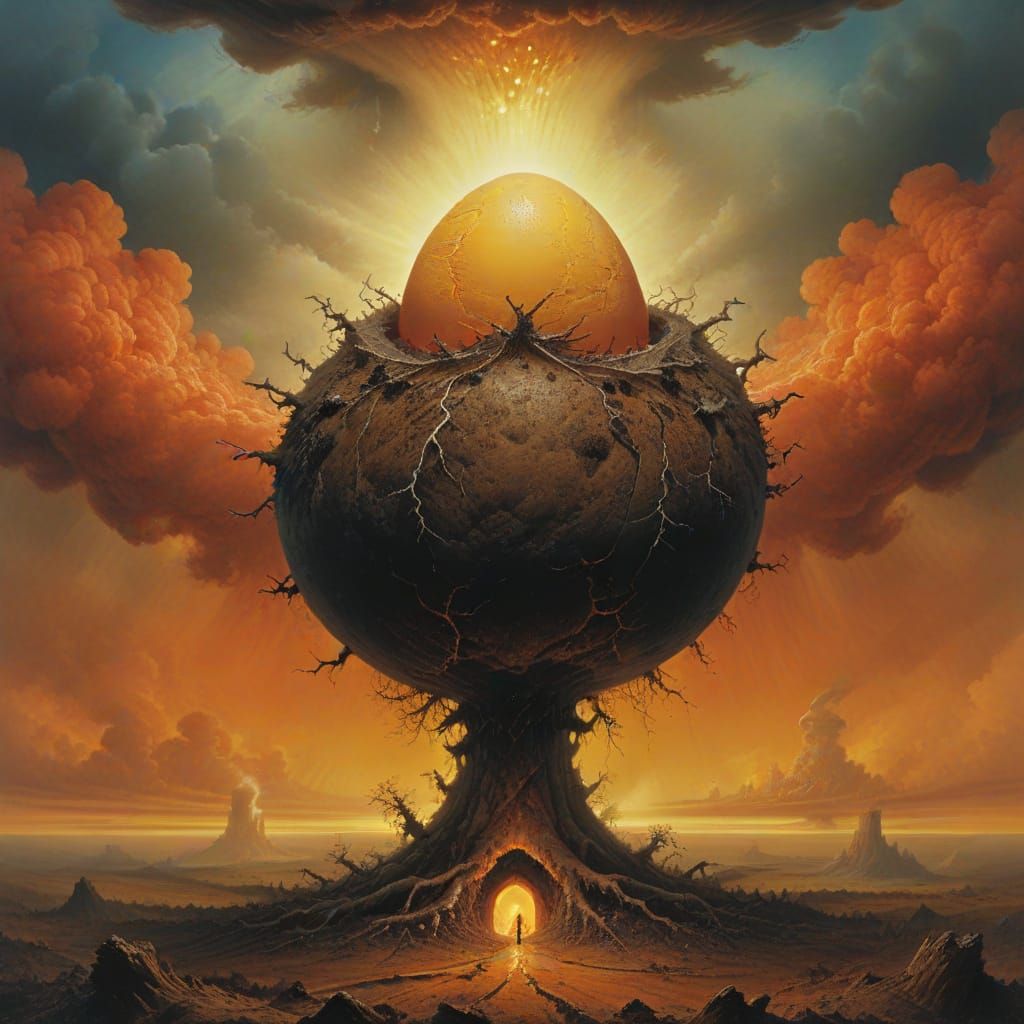 Surreal Angry Egg Dominates Nuclear Cloud