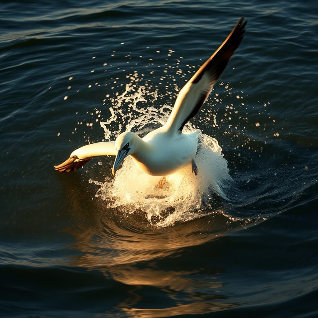 Gannet Dive: High-Speed Plunge into Ocean