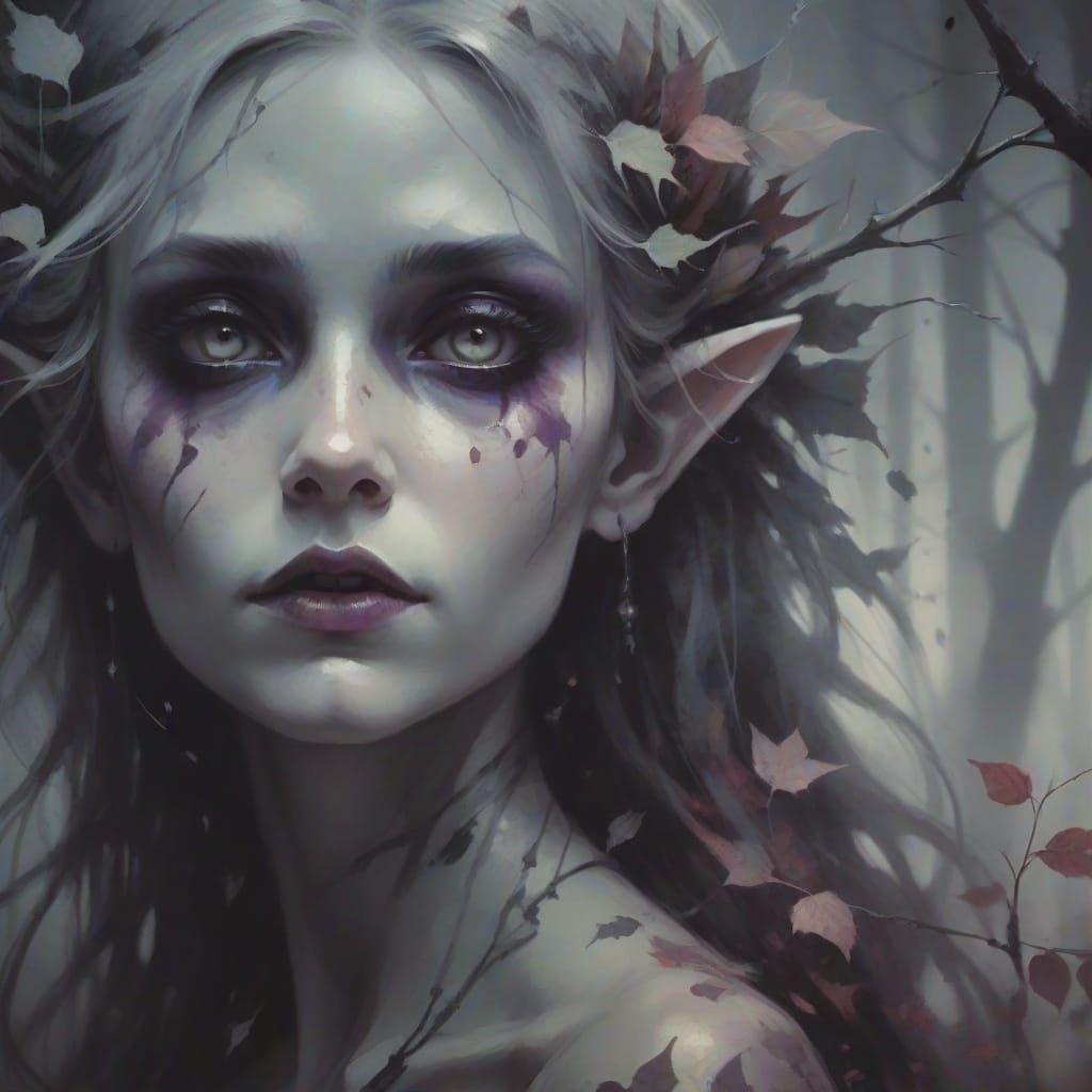 Gothic Elf Illustration in Stephen Gammell Style