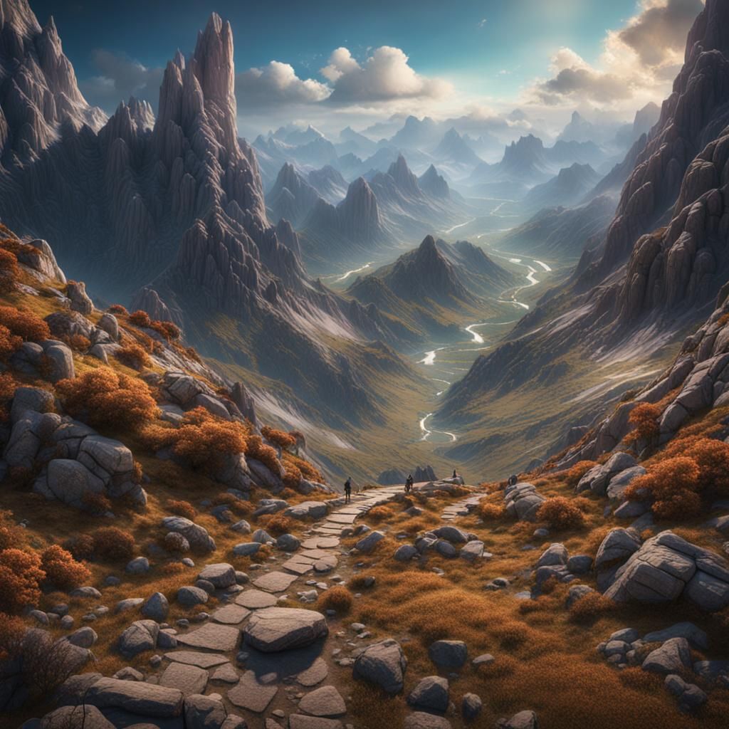 High moutain trail from above