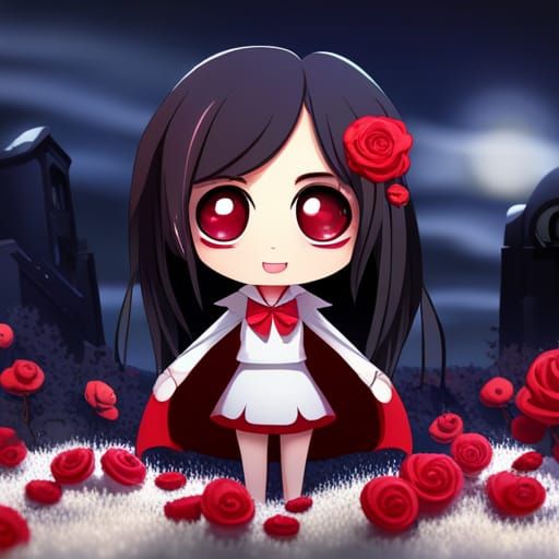 Cute Vampire Plushy Toy in Graveyard