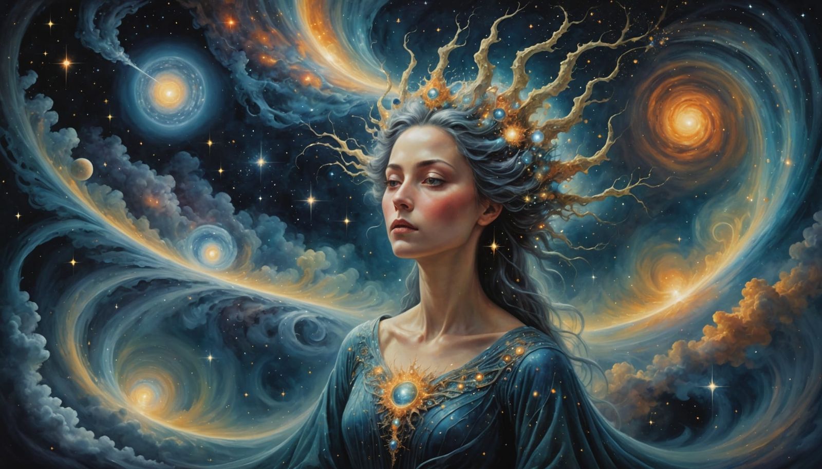 Cosmic Being in Ethereal Nebula