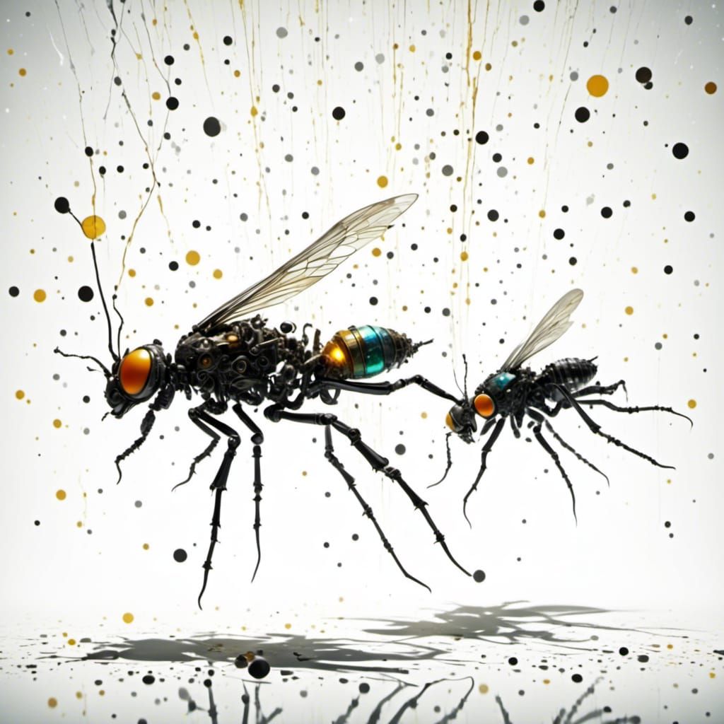 Teamwork Fly Catching in Bioluminescent 3D Rendering