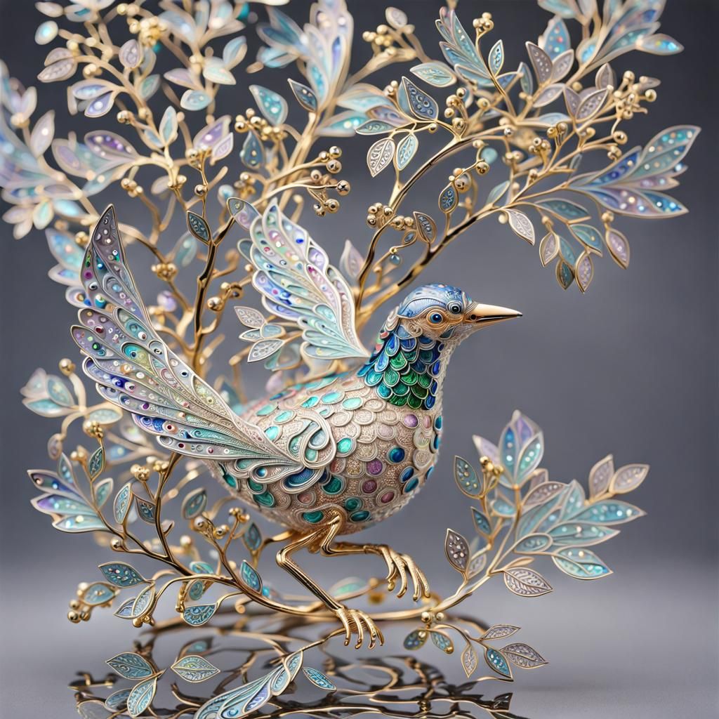 Faberge Bird with Metal Confetti