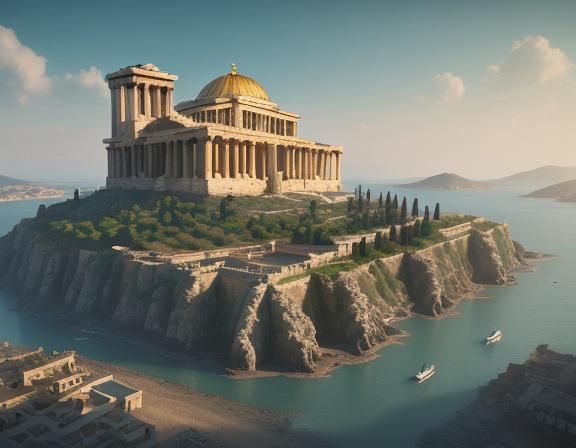 Ancient Athens Cityscape Matte Painting in Unreal Engine