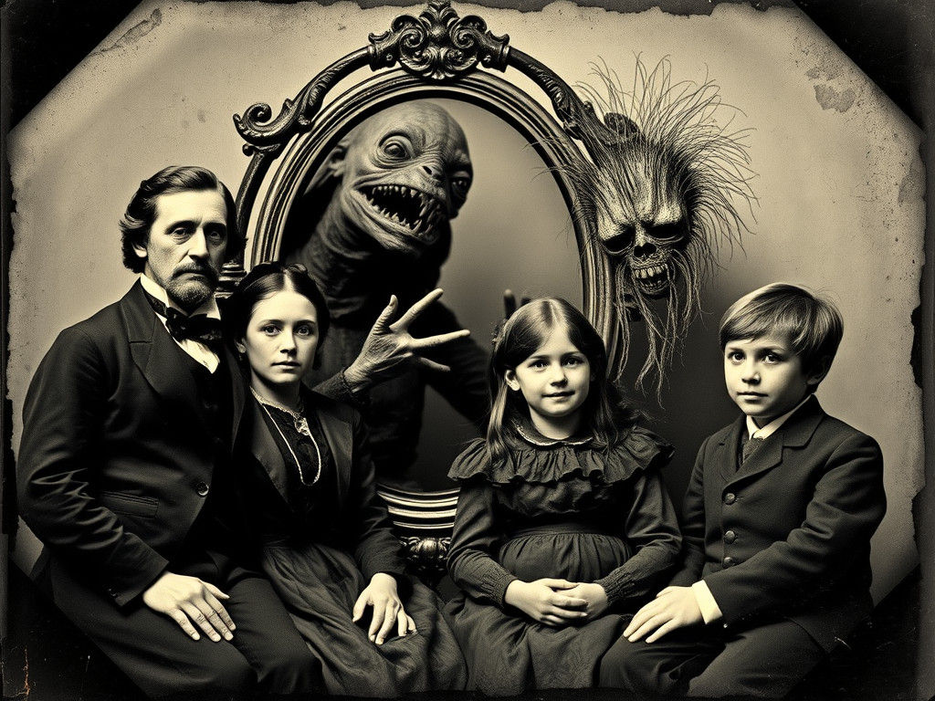 Creepy 1850s Family Portrait with Hidden Horror