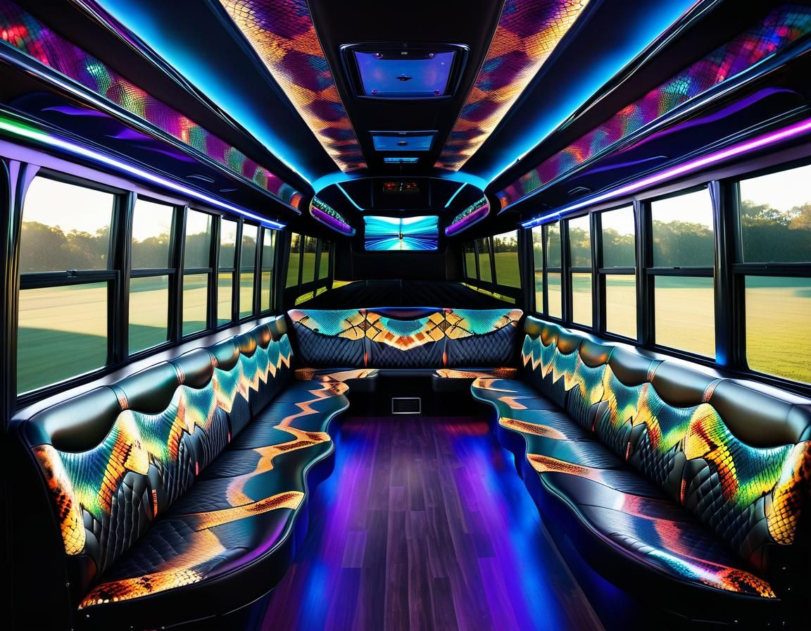 Colorful School Party Bus Interior Design