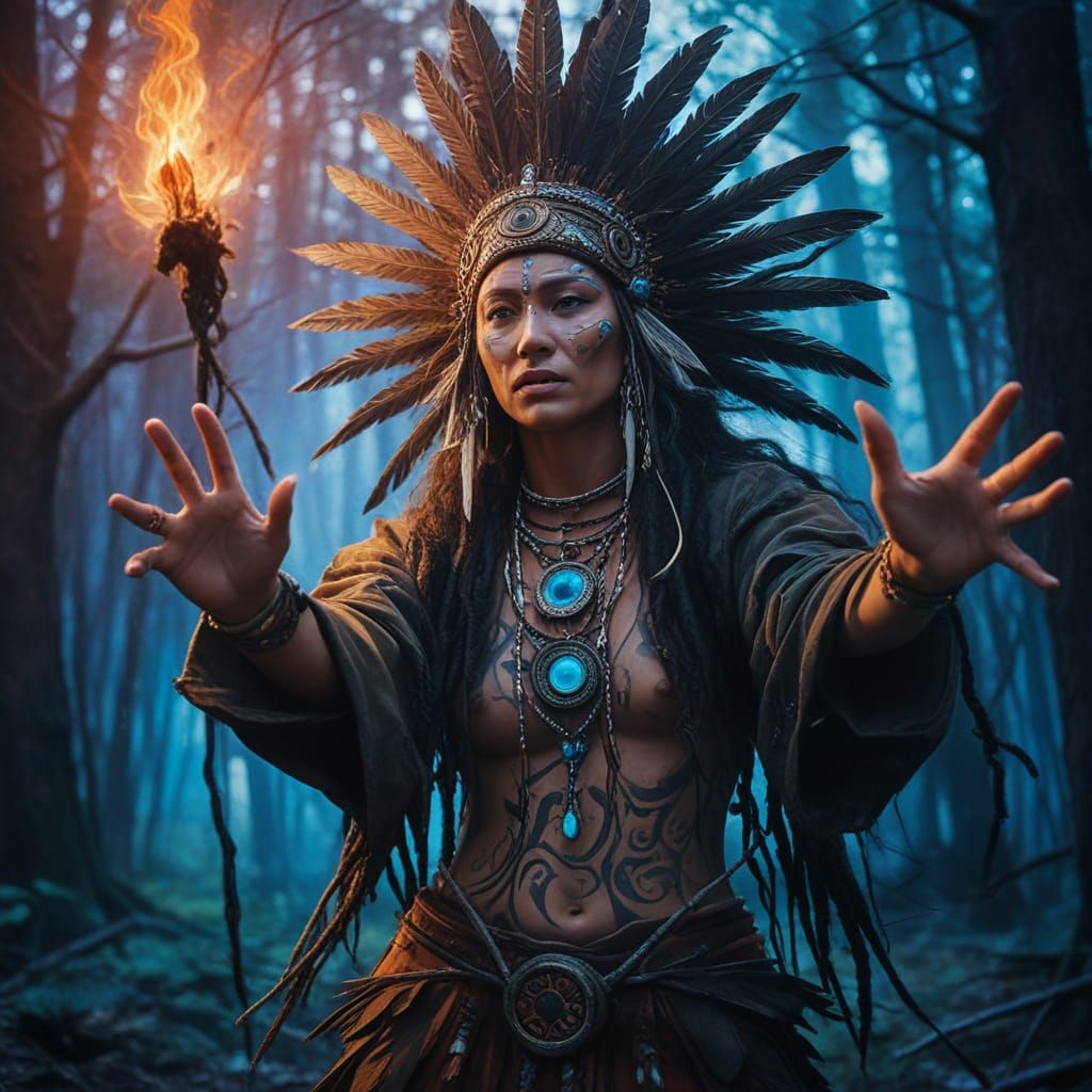 Shaman in Trance: Surreal Oil Painting