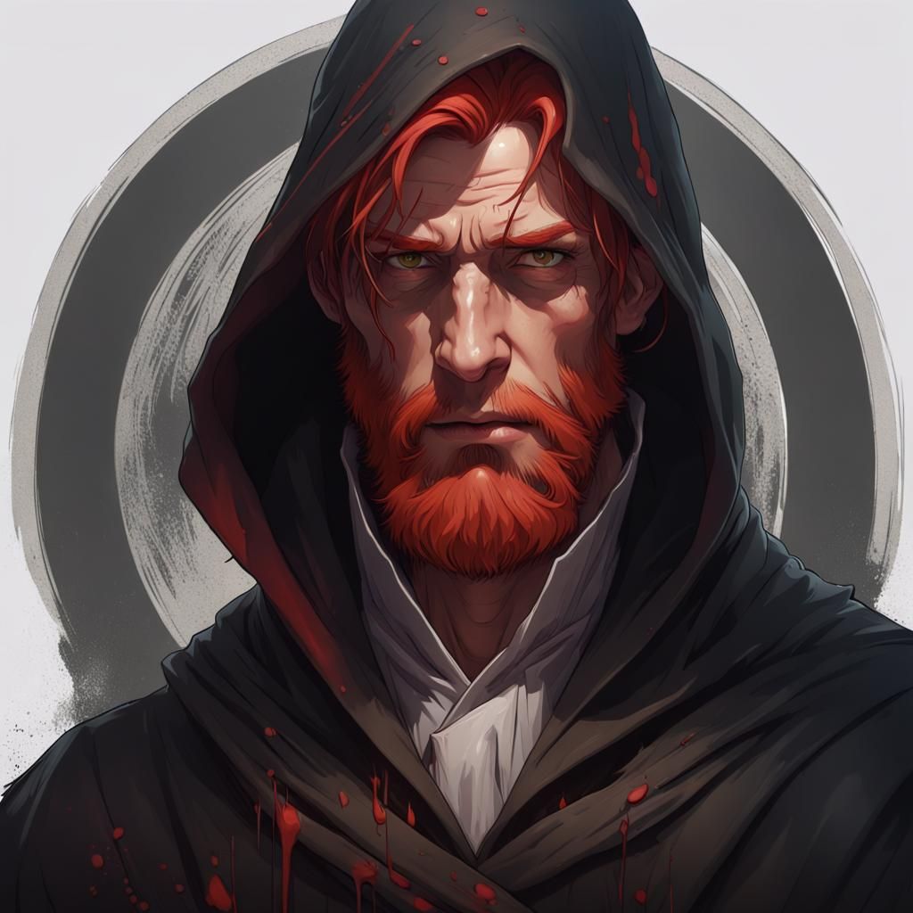 Red-Haired Reverend Portrait in Hyperdetailed Style