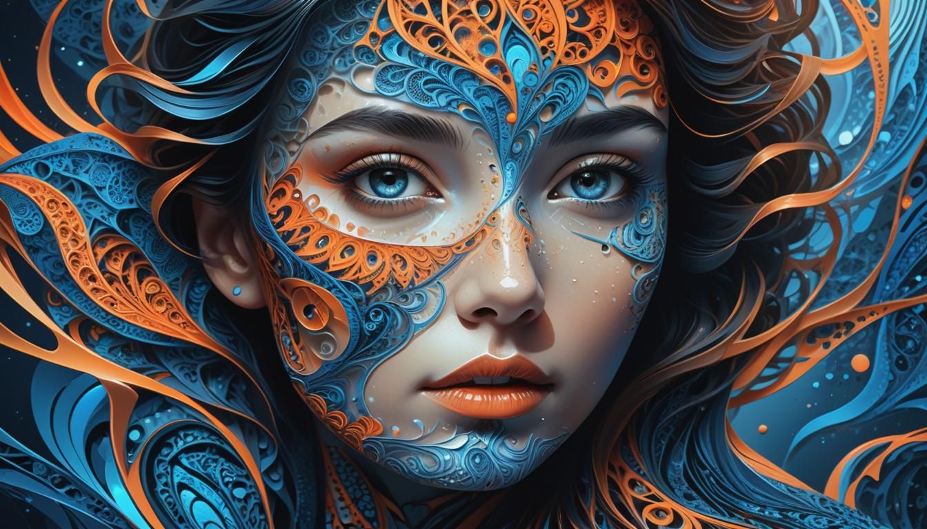 Fractal Woman in Abstract Vector Art Style