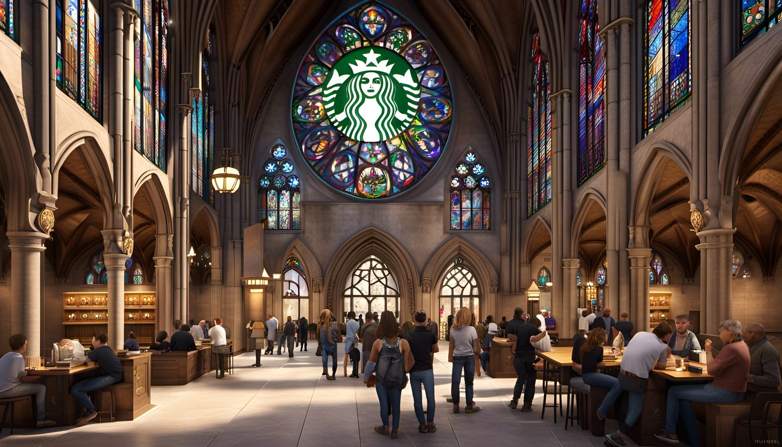 “The New Cathédrale Notre-Dame de Paris with a Starbucks Café” 03