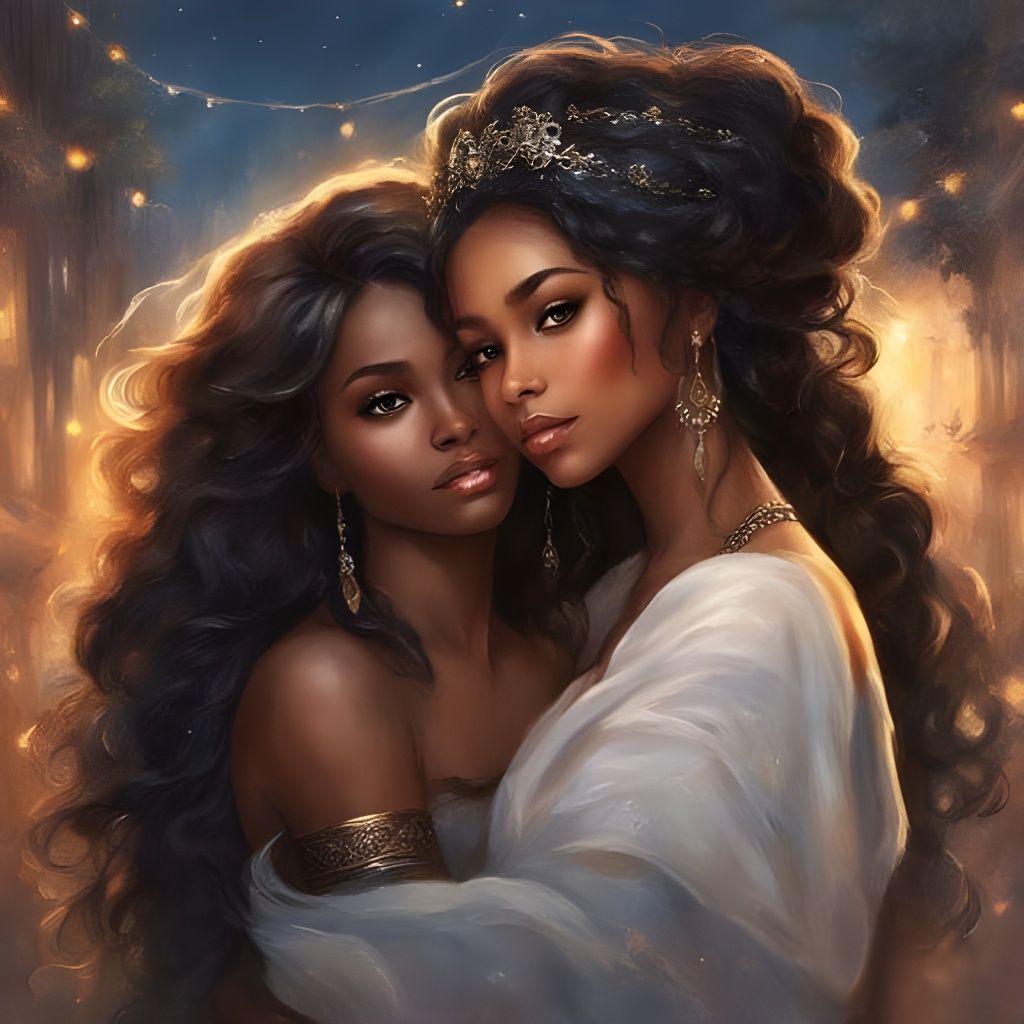 Portrait of Two Girls Embracing in Gothic Style