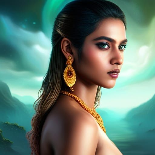 Beautiful Sri Lankan Girl: Detailed Matte Painting