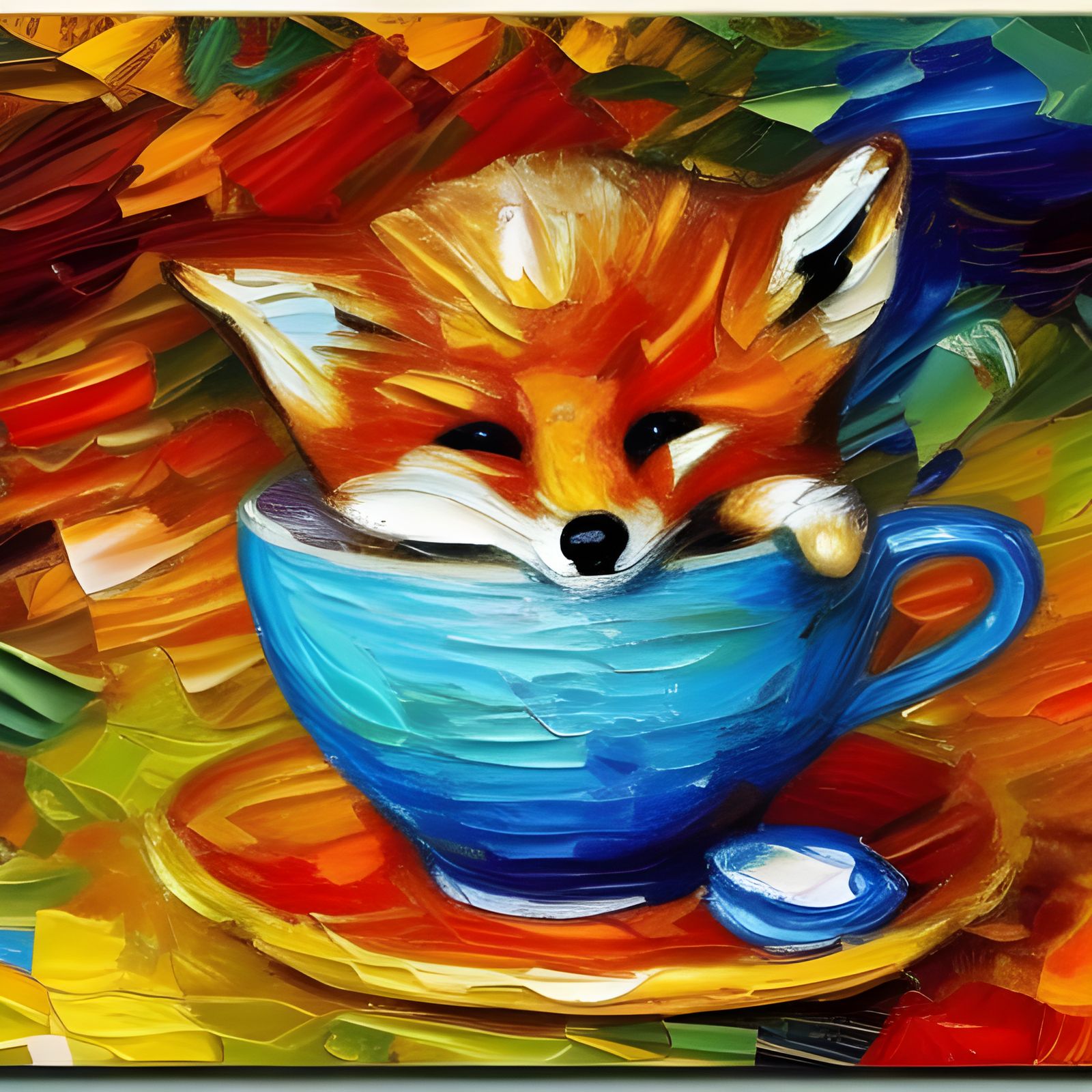 baby fox sleep inside a teacup