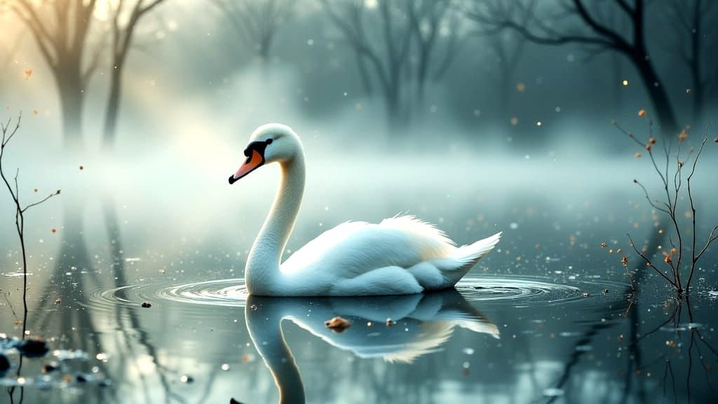 Ethereal Swan Reflected in Silver Lake