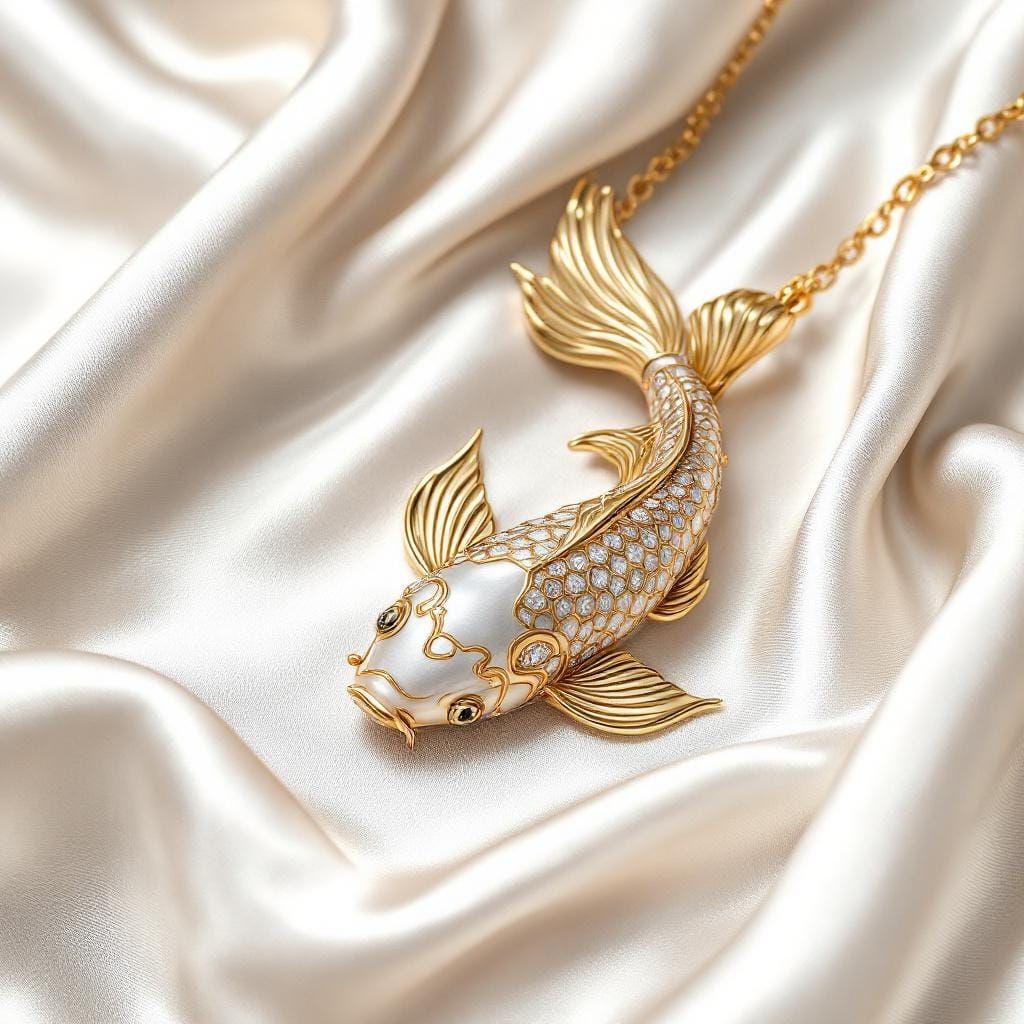 Elegant Koi Fish Necklace in Hyperrealistic Style
