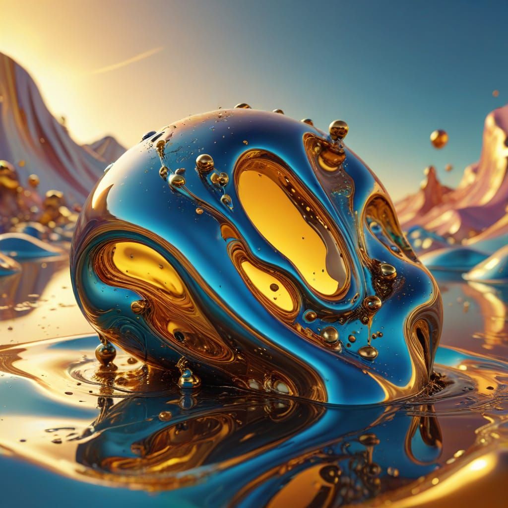 Surreal Masterpiece of Melting Shapes in Golden Hour