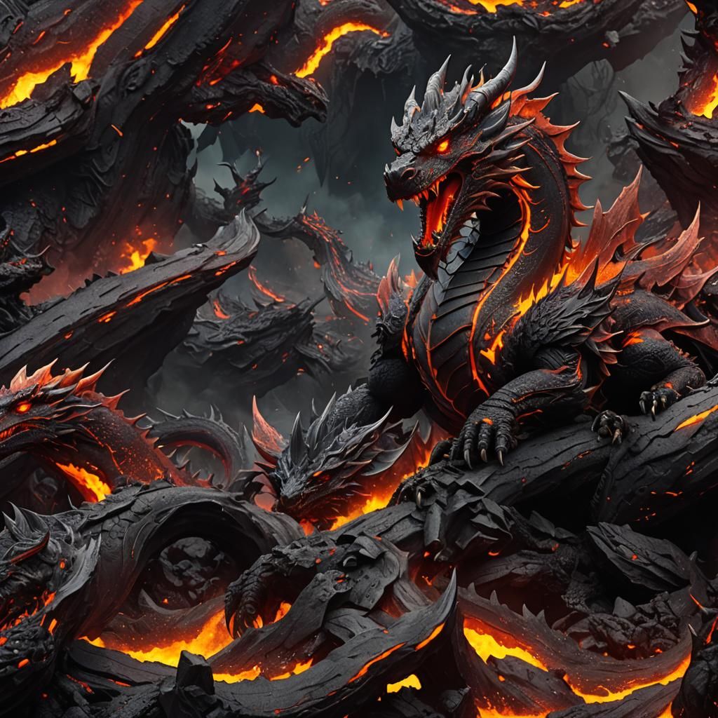 Lava Dragon Fantasy Concept Art in Deep Color