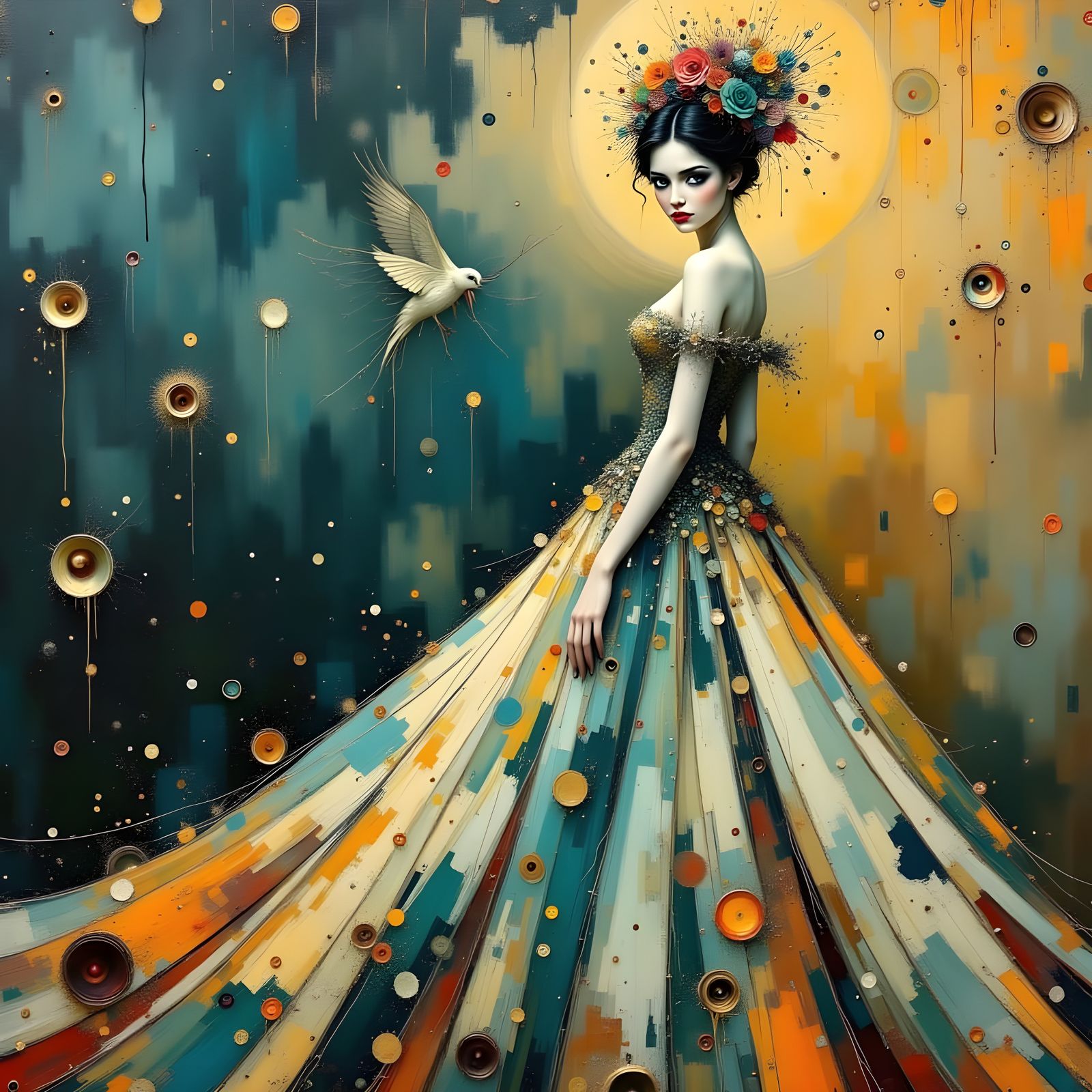 Elegant Woman in Dreamlike Abstraction