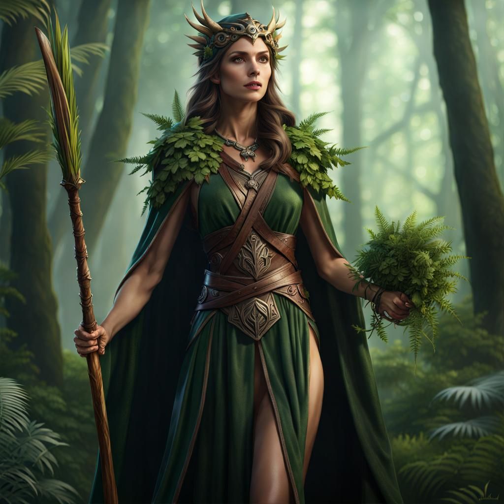 Powerful Druid Embodies Nature in Detailed Matte Painting