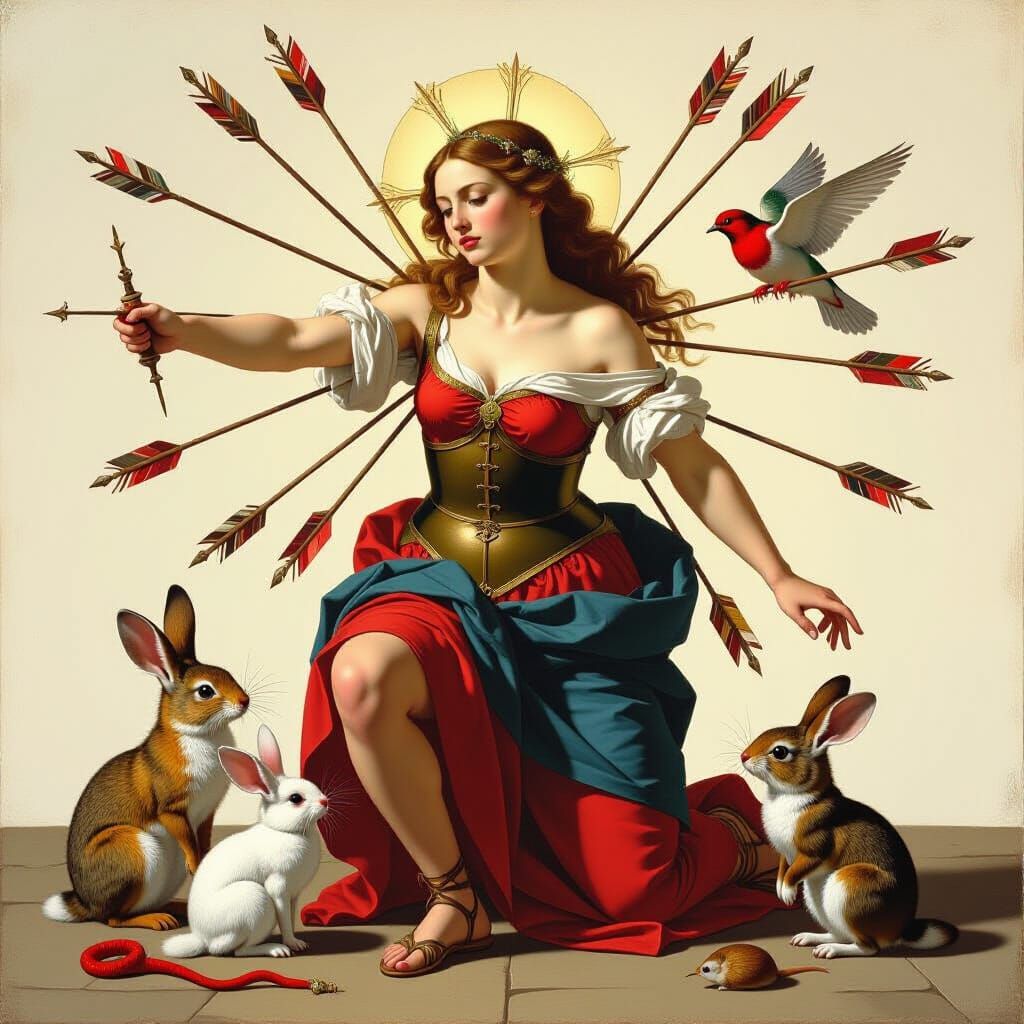 Baroque Saint Sebastian with Animals in Chiaroscuro