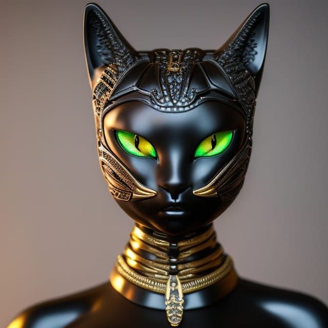 Ancient Egyptian Alien Cat Goddess Portrait