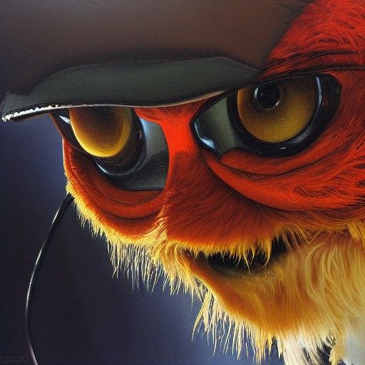 Elmo as Oil Painting by James Gurney Style