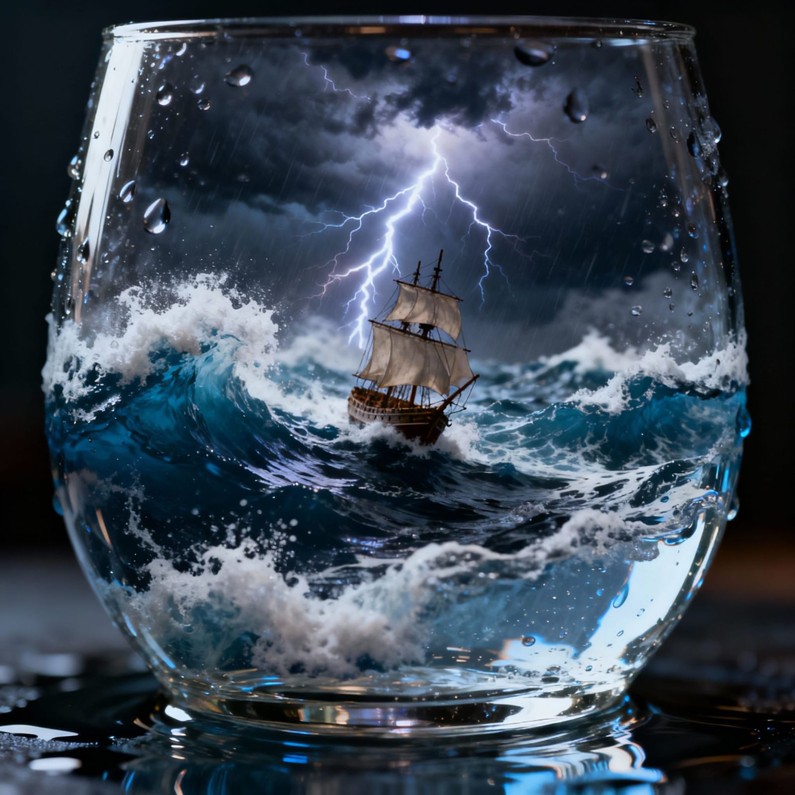 Storm in a Glass: Ship Battles Crashing Waves and Lightning